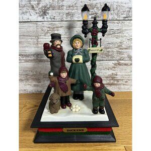 Vintage 1990 Holiday Scene Dickens Family Musical Display W/Box WORKS Smile Ind.